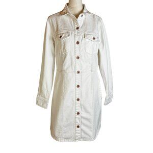 Frye Off-White Denim Shirt Dress | Utility Button Front | Medium